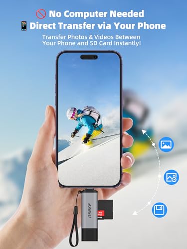 SD Card Reader, USB C & USB 3.0 Aluminum Micro SD Adapter | Dual-Slot Memory Card Reader for SD/microSD/SDXC UHS-I. Works with iPhone 17/16/15, Galaxy, MacBook Pro/Air, iPad & Android - color: Space Gray