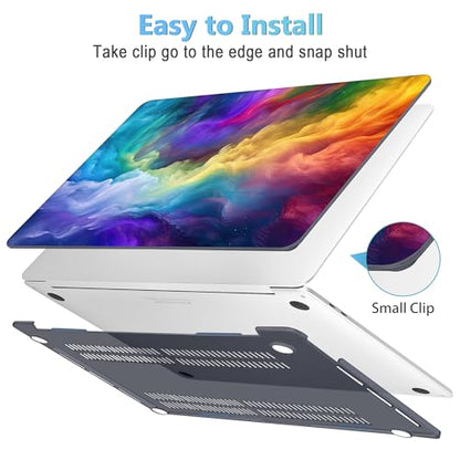 Mektron Case for MacBook Pro 16 Inch A2141 Cover 2019 Release 16" with Liquid Retina Display/Touch ID, Plastic Hard Shell with Keyboard Skin & Screen Protector & Dust Plug, Rainbow Cosmic - color: Rainbow Cosmic