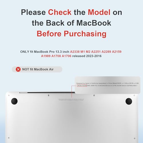 Designed for MacBook Pro 13.3 inch Case 2023-2016 A2338 A2251 A2289 A2159 A1989 A1708 A1706, Ultra-Thin Hard Shell Case with Keyboard Cover & USB Adapter & Webcam Cover, Butterflies in Golden - color: Butterflies in Golden