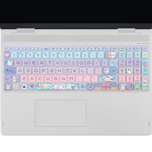 Keyboard Cover for HP Envy x360 15m-bp/bq /2020 2019 HP Pavilion 15/ HP Pavilion x360 15.6” Series/HP Envy 17 17.3" Series/HP Laptop 15t 17t 17-ca0011nr 17-by0040nr, Cute Bunny - color: Cute Bunny