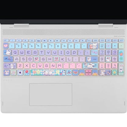 Keyboard Cover for HP Envy x360 15m-bp/bq /2020 2019 HP Pavilion 15/ HP Pavilion x360 15.6” Series/HP Envy 17 17.3" Series/HP Laptop 15t 17t 17-ca0011nr 17-by0040nr, Cute Bunny - color: Cute Bunny