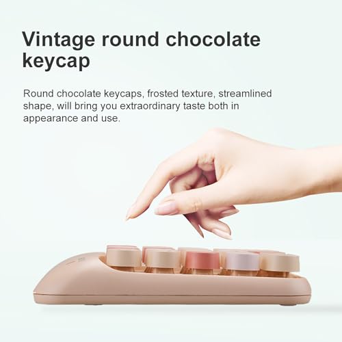 Lomiluskr Cute Wireless Number Keypad with 2.4G USB Receiver, 18 Colorful Round Keys Numpad, Portable Financial Accounting Numeric Keyboard, Suitable for PC, Laptop (Milk Tea) - color: Milk Tea