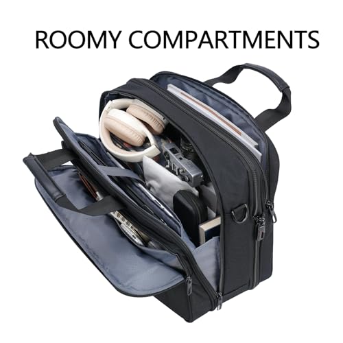 VANKEAN 17.3" Expandable Waterproof Laptop Briefcase for Travel & Business | Multi Functional Compartment,Padded Shoulder Strap,Convenient Luggage Strap,Water-Repellent Fabric,Padded Laptop Compartment - color: Black-grey, size: 17.3 Inch