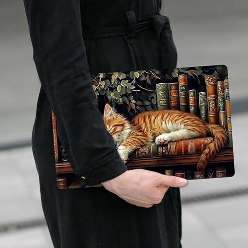 Laptop Skin Sticker Decal 12" 13" 13.3" 14" 15" 15.6",Waterproof Scratch Resistant Vinyl,Reusable Easy to Apply,for MacBook HP Dell Notebooks Netbooks Laptop,2 Wrist Pads,Cat Bookshelf - color: Cat Bookshelf