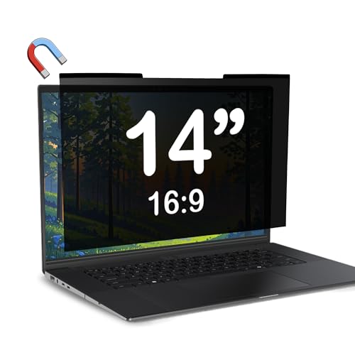 Magnetic Laptop Privacy Screen 14 inch for 16:9 Computer Monitor, Removable Anti-Glare Screen Privacy Shield, Screen Filter and Protector for Laptop (12 3/16" × 6 7/8"), Fits (FHD 1920 × 1080) - size: 14"-16:9