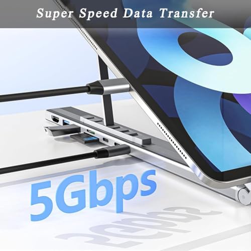 8 in 1 USB C Laptop Docking Station Stand, Portable Foldable Aluminum Hub with 4K HDMI, 100W PD, Dual USB 3.0, SD/TF Card Reader for MacBook Pro/Air, Dell, HP, Lenovo, Surface (1, Upgraded 8-in-1) - color: Upgraded 8-in-1