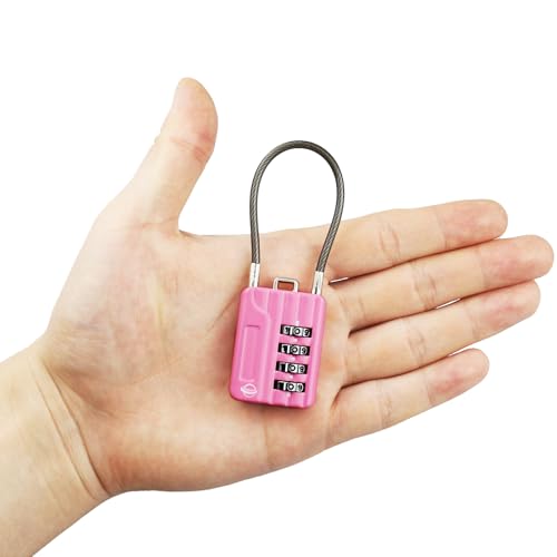 4 Digit Cable Combination Locks 4.7 inches Cable for School Gym Locker,Helmet,Filing Cabinets,Toolbox,Luggage Suitcase,knapsack,Cable 3mm Diameter,Pink - size: 12cm(4.7in)Cable Pink