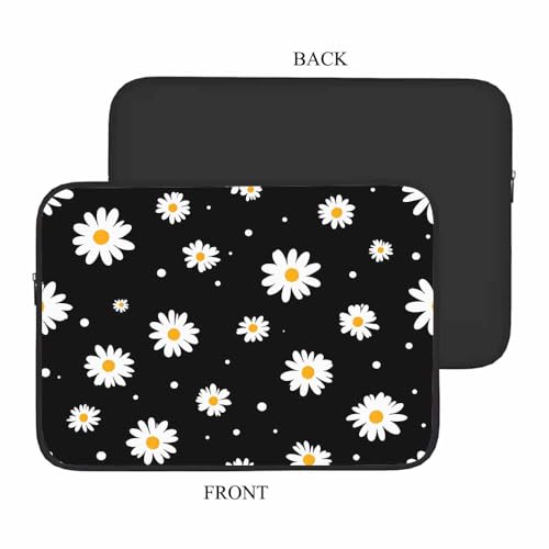 Laptop Sleeve Bag 15.4 15.6 Inch,White Daisy Tiny Flowers Floral Black Protective Polyester Computer Cases Laptop Cover Briefcase Bag Tablet Travel Cover - color: LPS-020