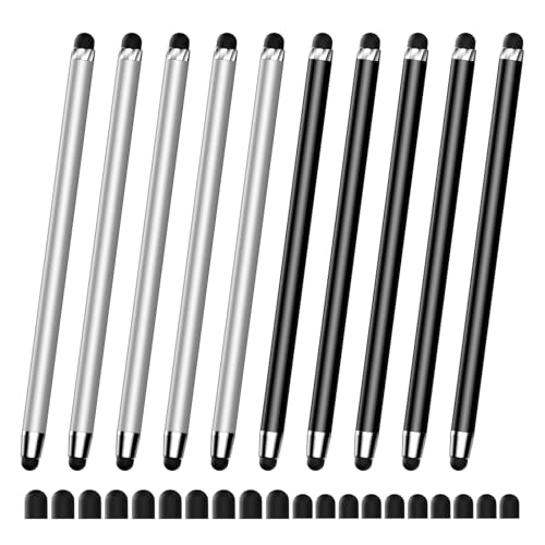 Stylus(10 PCS),Stylus Pen for Touchscreen,High Sensitivity & Precision | Universal Stylus,2-in-1 Rubber Tip,Thick and Thin Nibs,Touch Screens of iPhone/iPad/Android Tablets - color: 5PCS Silver & 5PCS Black