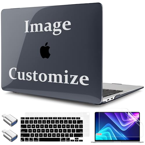 TWOLSKOO Custom Photo Case for MacBook Air 13.3 inch 2021 2020 2019 2018 Release M1 A2337 A2179 A1932 with Touch ID, Plastic Hard Shell Case & Keyboard Cover & Type C Adapter - color: Custom Photo