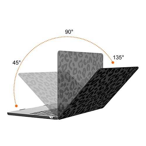 MOSISO Compatible with MacBook Air 13 inch Case M5 2026 M4 2025 M3 M2 2024-2022 A3449 A3240 A3113 A2681, 3 in 1 Leopard Grain Hard Case&Keyboard Cover&ScreenFilm for MacBook Air 13.6 Case, Black - color: Black
