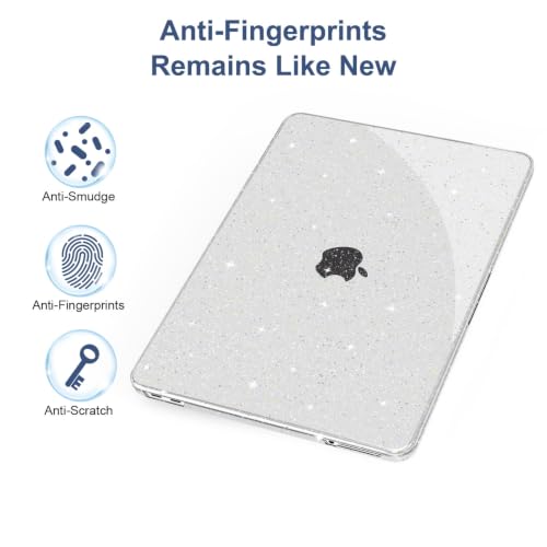 G JGOO Compatible with MacBook Neo Case 13 inch 2026 Model A3404 with A18 Pro Chip, Glitter Protective Plastic Hard Shell for Mac Neo Case with Keyboard Cover & Screen Protector, Sparkly Clear - color: Glitter Clear