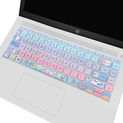 Keyboard Cover for HP 14" Laptop/HP Pavilion x360 14M-BA/CD 14M-DH 14-BF 14-cm 14-CF 14-DF 14-dk 14-DS 14-dq 14-FQ Series, 14-dq0020nr/dq0030nr, 14-fq1025nr/fq0033dx (Cute Bunny) - color: Cute Bunny