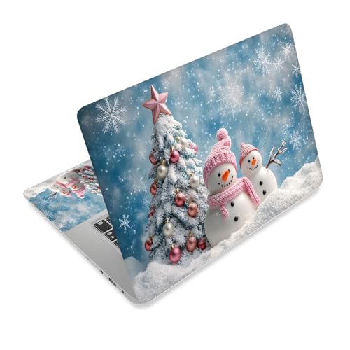 Universal Laptop Skin Sticker Decal,15.6 Inch Laptop Vinyl Cover for 13" 14" 15.6" Laptop,Scratch-Resistant Waterproof Protector Wrap,Reusable with Wrist Pads,Cozy Winter Snowman Scene - color: Cozy Winter Snowman Scene