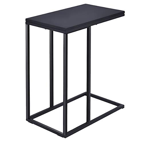 Tangkula Sofa Side End Table C Table Laptop Holder End Stand Desk Coffee Tray Side Table Notebook Tablet Beside Bed Sofa Portable Workstation (Black) - color: Black