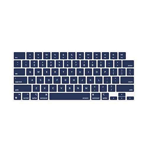 MOSISO Keyboard Cover Skin Compatible with MacBook Air 15 inch M3 M2 | A3114 A2941/Air 13.6 A3113 A2681/Pro 14/16 M4 M3 M2 M1, Navy Blue - color: Navy Blue