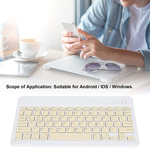 Wireless Keyboard, UltraSlim Silent Scissor Switch Portable 10inch Widened Keys for Travel Business Yellow ABS Aluminum Alloy