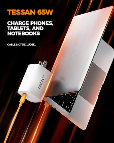 TESSAN USB C Charger Block PD 65W, Fast Charging Block. | Compact Foldable Adapter Compatible with iPhone, Android, iPad, Laptops and Type-C Devices, and More.