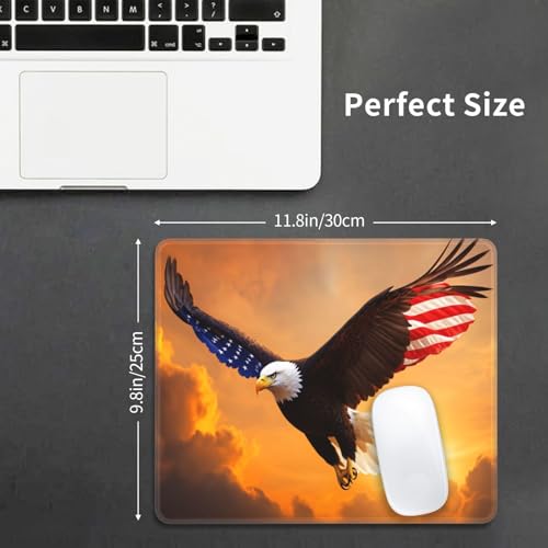 American Flag Eagle Gaming Computer Keyboard Cute Mouse Pad with Anti-fray Stitching, Premium-Textured Alfombrilla para Mouse with Non-Slip Rubber Base, 10 x 12 inch - color: American Flag Eagle