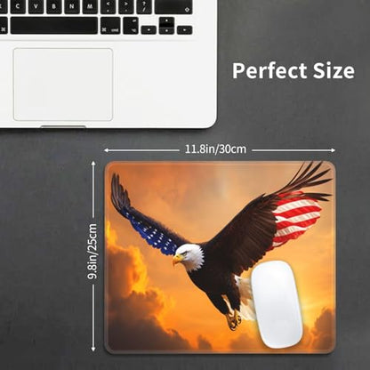 American Flag Eagle Gaming Computer Keyboard Cute Mouse Pad with Anti-fray Stitching, Premium-Textured Alfombrilla para Mouse with Non-Slip Rubber Base, 10 x 12 inch - color: American Flag Eagle