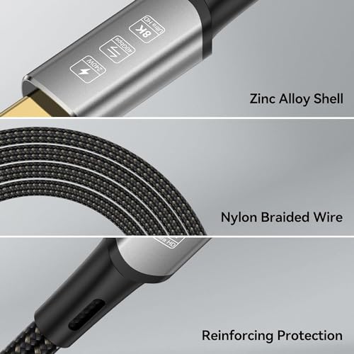 USB4 Cable with Thunderbolt 4, 240W Charging, 40Gbps Data, 8K@60Hz 4K120Hz HDR, PD3.1, USB C to USB C, for MacBook M1-M3, Mac Studio, Laptops, Monitor - size: USB4 40G 240W-0.5M