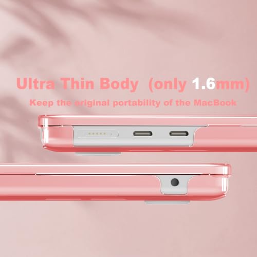 CISSOOK Compatible with MacBook Air 13.6 inch Case Pink 2022 2023 2024 2025 Release A2681 A3113 A3240, Plastic Shell & Keyboard Cover for MacBook Air 13 M4 M3 M2, Clear Pink | A3449 A3240 A3113 A2681, 5in1 Set Hard Shell Case Keyboard Cover for MacBook Ai