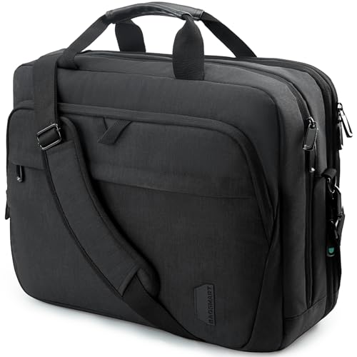 BAGSMART 17.3 Inch Laptop Bag Expandable Computer Bag Briefcase, Black | Men Women Laptop Shoulder Bag,Work Bag Business Travel Office - color: Black-17.3 Inch