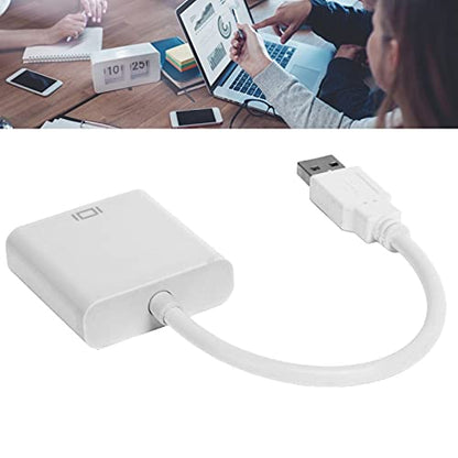 Zopsc USB3.0 to VGA Converter 5Gbps HD 1080P Adapter Cable 15Pin Female, Supports Multi Display Solutions, No External Power Supply, for PC laptops, Desktops, Monitors. (White) - color: White