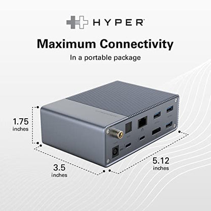 HyperDrive USB-C & Thunderbolt 4 GEN2 14-in-1 Dock for MacBook Pro/Air, iPad, PC - High-Speed Thunderbolt Docking Station - 40Gbps, Gigabit Ethernet, 85W PD - style: 14-in-1