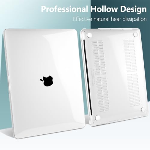 for MacBook Pro 13 inch Case 2023 2022 2021 2020 Release Model: A2338 M2/M1 A2289 A2251 with Touch Bar & Touch ID, Logo See Through Plastic Hard Shell Case & Keyboard Cover, Crystal Clear - color: Crystal Transparent