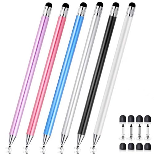 2 in 1 Stylus Pen for Touch Screen,Stylists pens for Touch Screens Compatible with ipad/iPhone/Samsung/Android Smartphone and Tablets All Touch Screens (6pcs) - color: Multicolor
