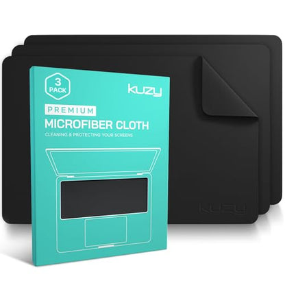 3 Pack Premium Microfiber Cleaning Cloth - Large Reusable Cloth for Glasses, Screens, MacBook Laptops, TVs, and Electronics - Scratch-Free, Lint-Free Cleaner, 3 Pack - Black - color: Black, size: Universal MacBooks - 3 Pack