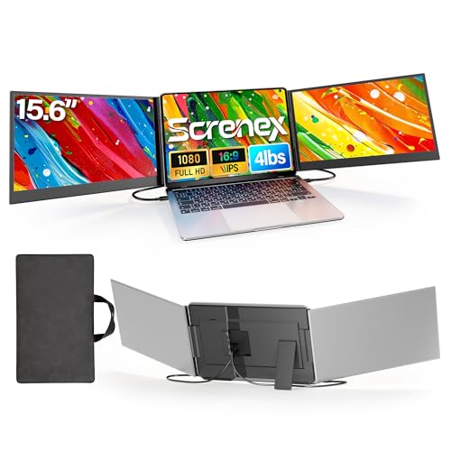 15.6" Laptop Screen Extender New Upgraded Ultra-Thin & Light, Triple Portable Monitor 1080P FHD IPS, USB-C/HDMI Plug & Play for 13-17.3" Laptop, Travel Monitor Extender for Windows/Mac/Chrome - size: Triple 15.6" Screen
