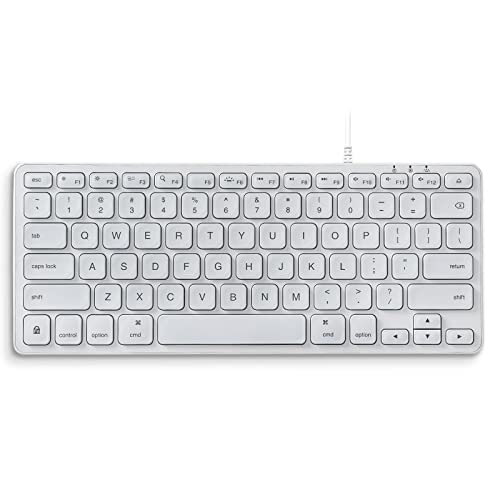 Perixx PERIBOARD-332MW Wired Backlit Scissor Keyboard - Compatible with Mac OS X and iOS Device - Mini 11.22x4.57x0.83 Inches - Scissor Keys with Big Font - White Backlit - style: Wired Backlit mac