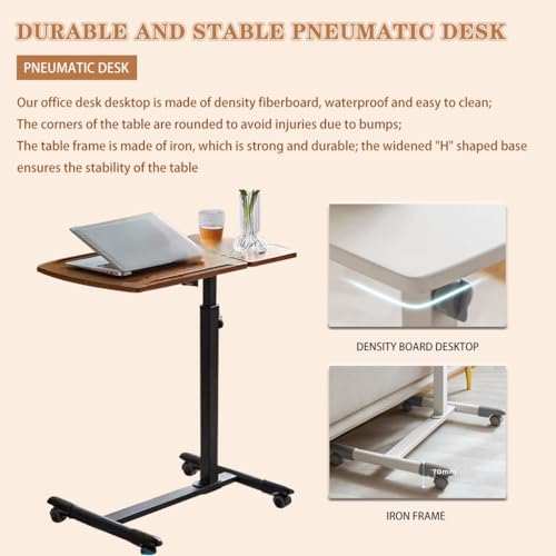 Tiltable Tabletop Standing Desk, Height Adjustable Sit Stand Table, Multifunctional Sofa Side Table, Mobile Laptop Desk, Easy to Install(Coffee Color) - color: Coffee Color
