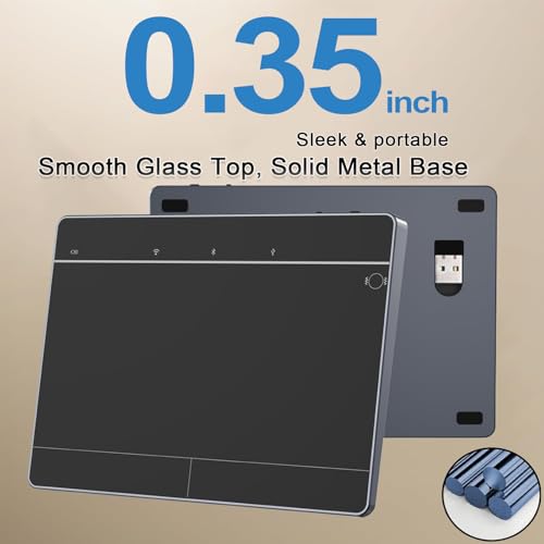 Wireless Bluetooth Trackpad for Windows 10/11, Supports 3 Connection Modes, High-Precision Multi-Gesture Touchpad, Compatible with PC Laptop Computer - color: Black