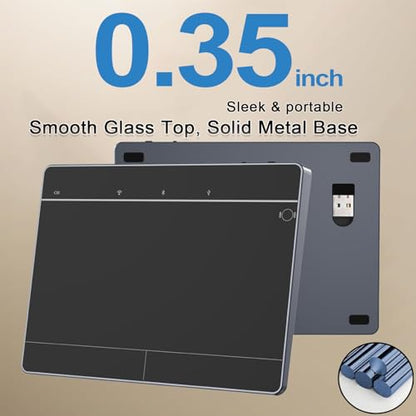Wireless Bluetooth Trackpad for Windows 10/11, Supports 3 Connection Modes, High-Precision Multi-Gesture Touchpad, Compatible with PC Laptop Computer - color: Black