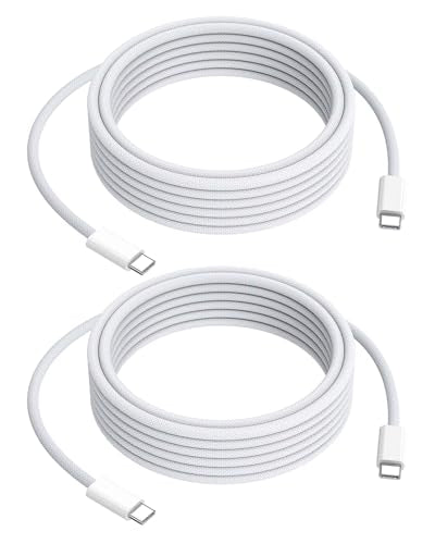 15FT USB C Fast Charging Cable 2-Pack,Extra Long USBC Charging Cable 15 FT Braided Support PD3.1/5A Fast Charging & 480Mbps,White Type-C Charge Cord 15FT for iP17/16/15 PM,iPad 10/11th,MacBook Neo Pro - size: 4.5M/15FT