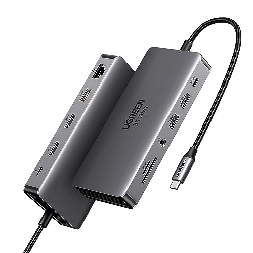 UGREEN USB C Docking Station Dual Monitor 4K@60Hz, 11-in-1 Dock with 2xHDMI | Single 8K@30Hz, 10Gbps Data Port, 100W PD, 1G Ethernet, SD/TF 3,0, Revodok Pro 211 Compatible for Thinkpad, Dell, HP, Lenovo