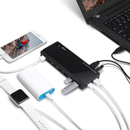 TP-Link Powered USB Hub 3.0 with 7 USB 3.0 Data Ports and 2 Smart Charging USB Ports. Compatible with Windows, Mac, Chrome & Linux OS, with Power On/Off Button, 12V/4A Power Adapter(UH720)