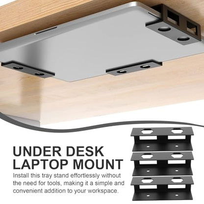 Didiseaon Desk Metal Laptop Bracket and Keyboard Holder for Office Use, Black Compact Mounting Stand with Storage Shelf Compatible with Tablets and Laptops
