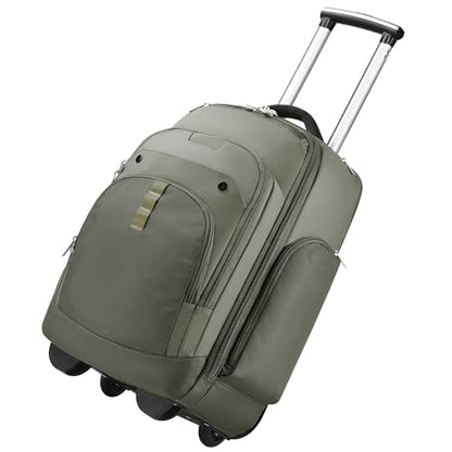 Heliar Rolling Backpack with Wheels | Wheeled Roller Backpack for Business & Travel, Adjustable 13-18 Inch Laptop Backpack with Laptop Compartment & Carry-On Design - color: Green