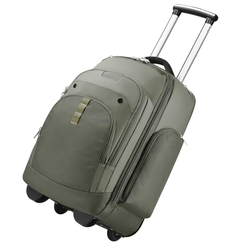 Heliar Rolling Backpack with Wheels | Wheeled Roller Backpack for Business & Travel, Adjustable 13-18 Inch Laptop Backpack with Laptop Compartment & Carry-On Design - color: Green