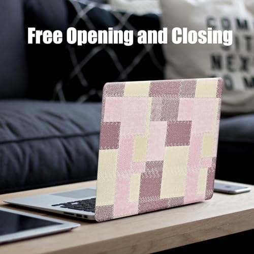 DTangLsm for Checkered MacBook Pro 14 inch Case M5 2026-2021 M4 M3 M2 M1 | Demin Texture Leather Hardshell Logo Cutout Case+Keyboard Cover (A3426 A3427 A3434 A3401 A3185 A3112 A2992 A2918 A2779 A2442) - color: Fabric Grid Pink