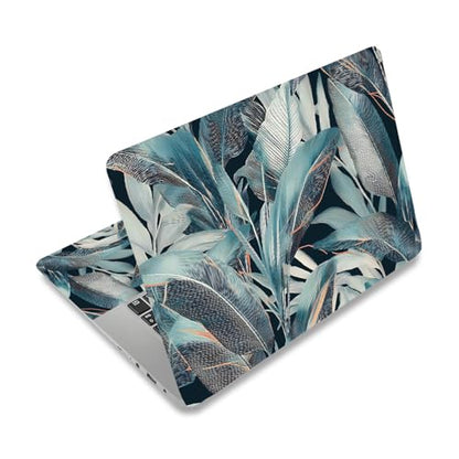 PLIGREAT 15 Inches Tropical Leaves Laptop Decal Sticker Skin Cover, 3D Leaves Pattern Laptop Skin Stickers Fits 12" to 15" Laptops Universal Waterproof Removable Notebook Art Protector, Blue Grey - color: Blue Grey