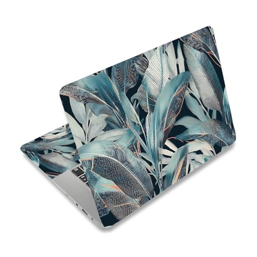 PLIGREAT 15 Inches Tropical Leaves Laptop Decal Sticker Skin Cover, 3D Leaves Pattern Laptop Skin Stickers Fits 12" to 15" Laptops Universal Waterproof Removable Notebook Art Protector, Blue Grey - color: Blue Grey