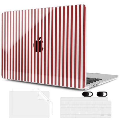 MEEgoodo Case for M5/M4/M3/M2 MacBook Air 13 inch Case 2026 2025 2024 2022, Fit Model A3449/A3240/A3113/A2681, Laptop Hard Shell Compatible with MacBook Air 13.6-inch, Red Stripes - color: Red Stripes