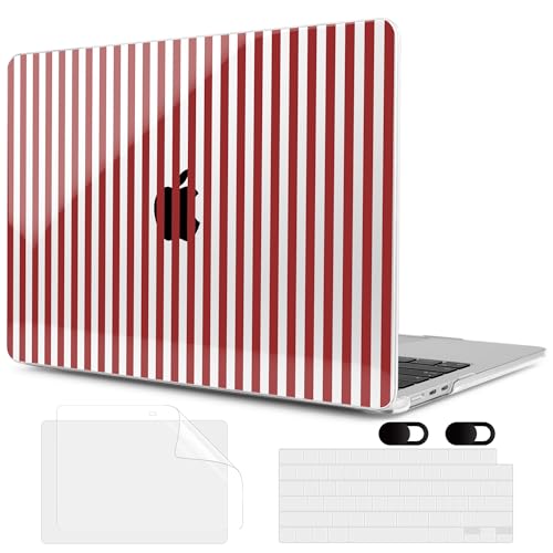 MEEgoodo Case for M5/M4/M3/M2 MacBook Air 13 inch Case 2026 2025 2024 2022, Fit Model A3449/A3240/A3113/A2681, Laptop Hard Shell Compatible with MacBook Air 13.6-inch, Red Stripes - color: Red Stripes