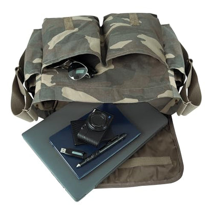 Rothco Classic Canvas Messenger Bag | Durable Canvas Shoulder Bag, Crossbody Designed For EDC, Travel, Commuting, Organized Storage And Dependable Carry - color: Woodland Camo