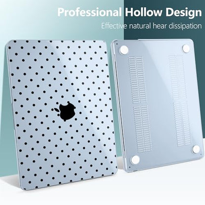 for MacBook Air 13 Inch (13.6 Inch) Case, M5/M4/M3/M2 Chip 2026 2025 2024 2023 2022, Hard Plastic Printed Cover with Screen Protector & Keyboard Cover & Dust Plugs, Blue Polka Dots - color: Blue Polka Dots
